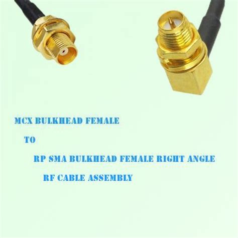 Mcx Bulkhead Female To Rp Sma Bulkhead Female Ra Rf Cable Assembly