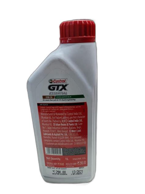 Heavy Vehicle 20W 50 Castrol GTX Essential Engine Oil Bottle Of 1