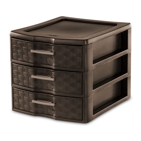 Sterilite Medium Espresso Weave 3 Drawer Unit Tower