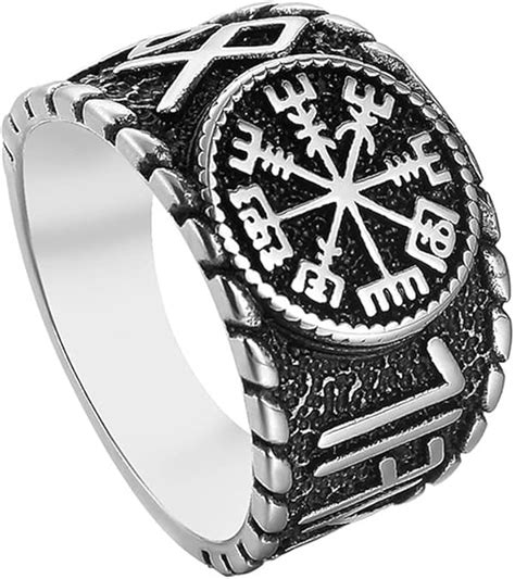 DFWY Bague De Rune Viking Vegvisir Compass En Acier Inoxydable Pour