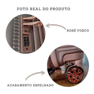 Mala De Viagem Média 23kg Abs 4 rodas Giro 360º Rosé Cosmopolita