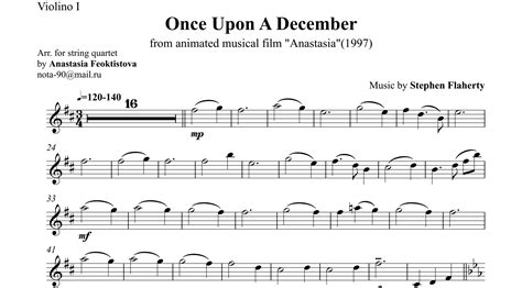 Once Upon A December Sheet Music Scores For Violin