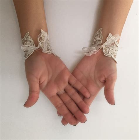 Champagne Bridal Glove Wedding Gloves Lace Gloves Ivory Etsy