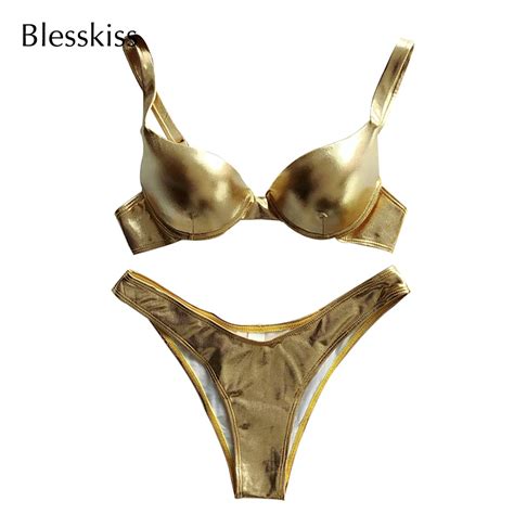 Bikini Con Tanga Y Purpurina Para Mujer Ba Ador Sexy Con Sujetador De