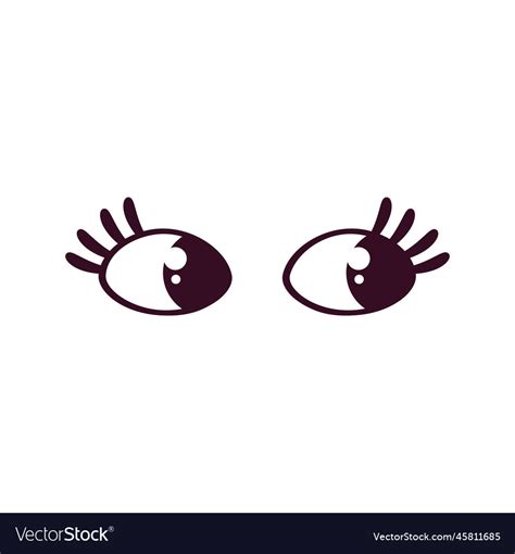 Retro cartoon eyes with eyelashes vision mascot Vector Image