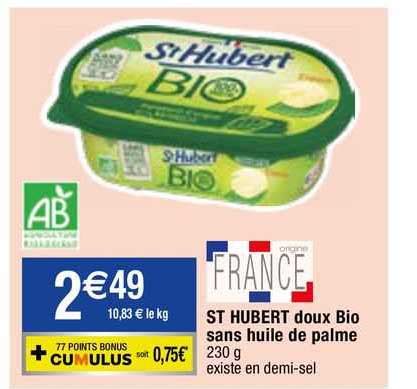 Promo St Hubert Doux Bio Sans Huile De Palme Chez Migros France