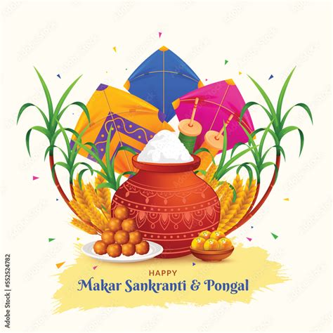 Makar Sankranti Pongal Festival Greeting Stock Vector Adobe Stock