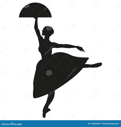 Silhouette of a Dancing Ballerina. Isolated Background, White .sketch ...