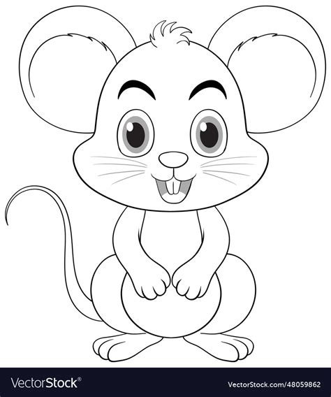 Cute mouse outline for colouring Royalty Free Vector Image