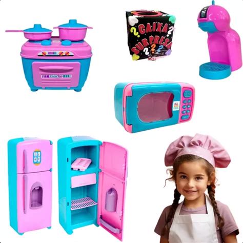 Kit Cozinha Infantil C Fogão Geladeira Microondas Cafeteira Entrega