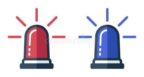 Emergency Flashers Siren Icon Set Of Red And Blue Emergency Siren