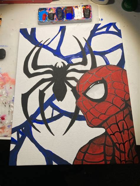 Spider Man Painting Spiderman Painting Easy Canvas Art Diy Canvas