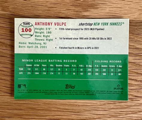 2023 Topps Chrome Platinum Anniversary Anthony Volpe Blue Shimmer RC 68