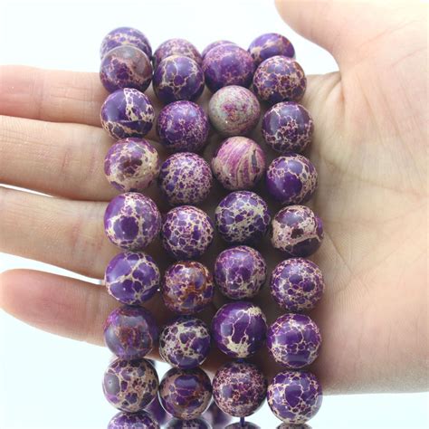 Off Mm Round Purple Imperial Jasper Beadspurple Sea Etsy