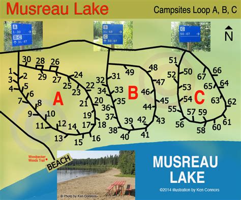 Musreau Lake Provincial Recreation Area Alberta Campsite Map Of The Park