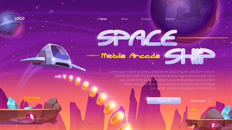 Rocket space game template Royalty Free Vector Image