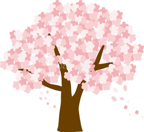 かわいい桜の花びらが舞う大きな桜の木イラスト無料フリー83344 素材good