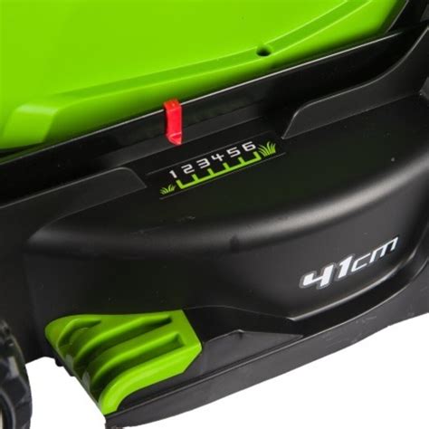 Газонокосилка электрическая, Greenworks, GLM1241, 41 см, 50 л, 25-80 мм ...