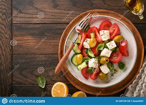 Salada Grega Salada Grega Fresca Legumes Frescos Tomate Pepino