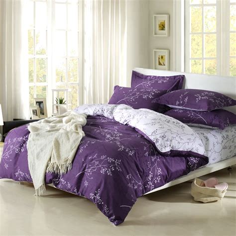 Slanting 100 Cotton Stripe Print Princess Purple Duvet Cover 4pcs Bedding Sets Size Queen Free