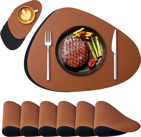 Amazon Faux Leather Placemats And Coaster Sets Of 6 Round