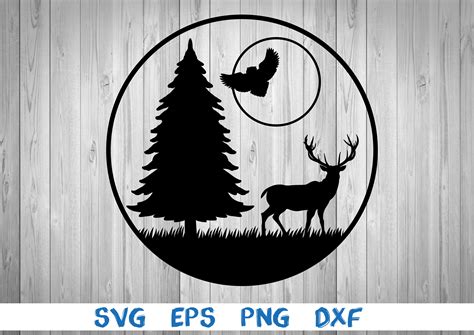 Deer And Owl Into Forest Graphic By Svgbrooklyn Creative Fabrica