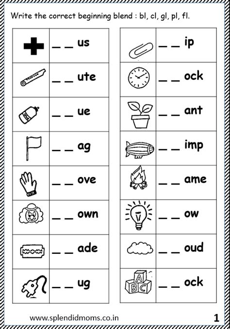 Beginning Blends Splendid Moms Blends Worksheets Consonant Blends