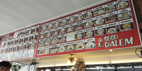 Menu At Sego Dalem Restaurant Pekalongan