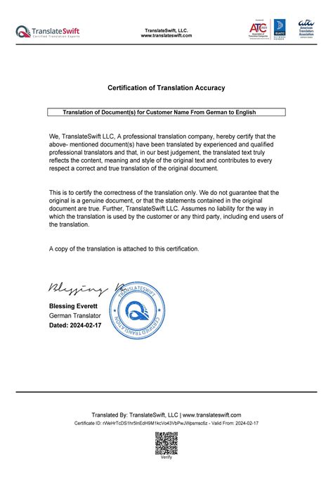 About Certificate Of Translation Accuracy Translateswift