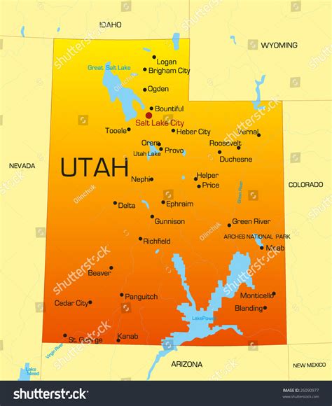 Vector Color Map Utah State Usa Stock Vector 26090977 - Shutterstock