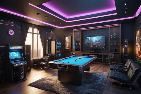 Premium Photo | An avantgarde gaming room with unconventional furniture ...