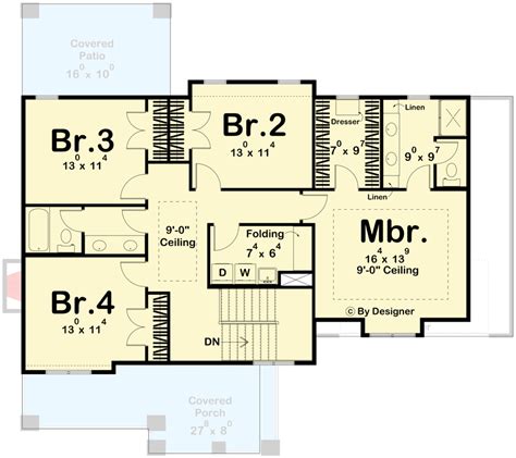 Square Foot Contemporary Traditional Style House Plan With