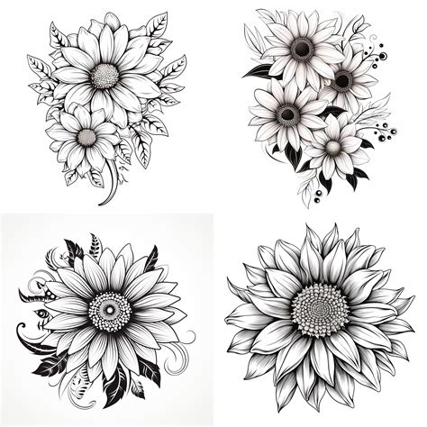 Black and White Sunflower Tattoo PNG Sunflower Tattoo Tattoo Flash ...