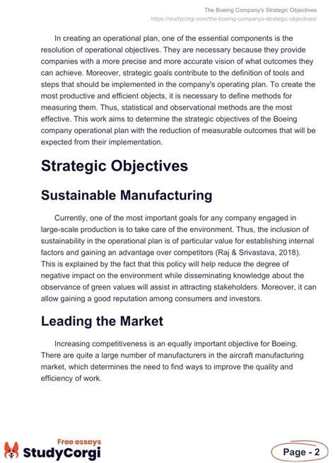 The Boeing Company S Strategic Objectives Free Essay Example