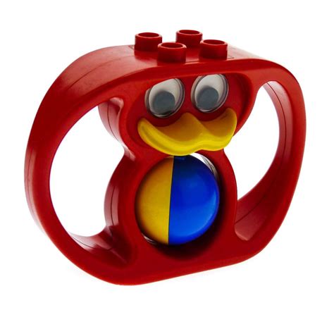 1 X Lego Duplo Primo Tier Rassel Rot Baby Ente Klapper Ball Blau Gelb