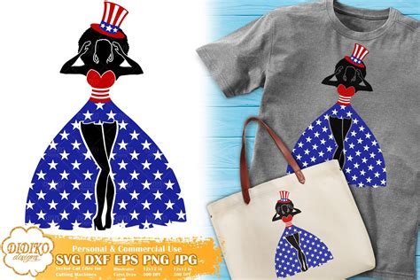 Dxf Cricut  Png Silhouette Afro Woman Usa Flag Svg African American