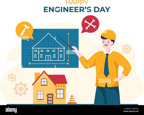 Happy Engineers Day Illustration Commemorative for Engineer with Worker ...