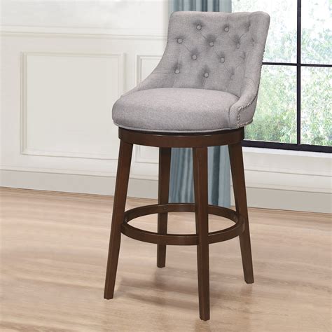 Hillsdale Furniture Halbrooke Wood Swivel Bar Height Stool Gray Fabric