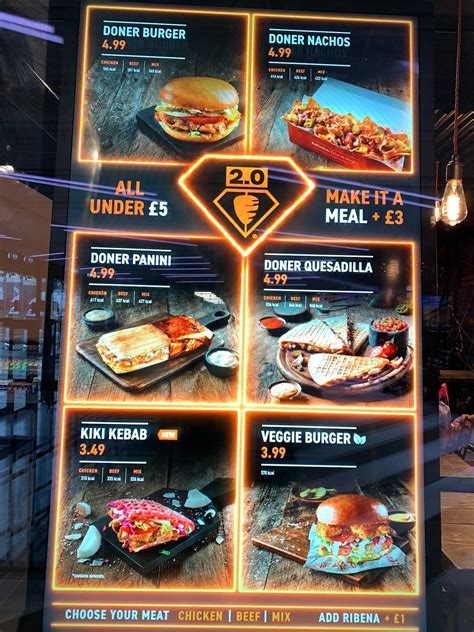 Menu at German Doner Kebab restaurant, Wembley, 18 Olympic Way