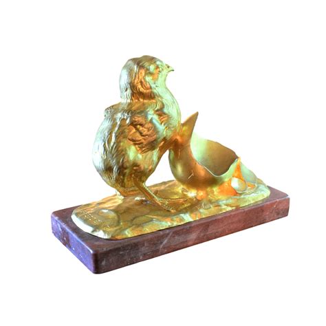 Gilt Bronze Statue Of A Chick By Georges Gardet