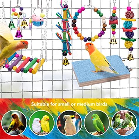 Deloky Packs Bird Swing Chewing Toys Parrot Hammock Bell Toys