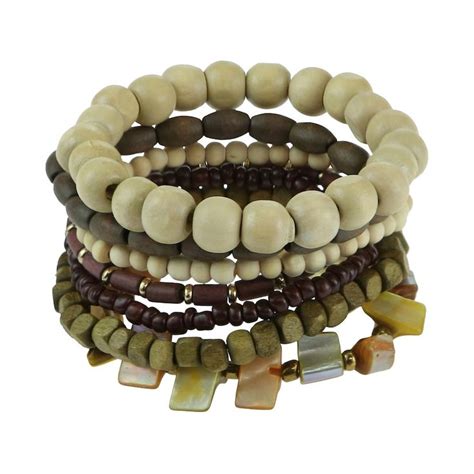 So Wooden Beaded Stretch Bracelet Set Beads Bracelet Design Beaded