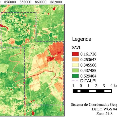 Índice de vegetação por diferença normalizada NDVI da área de estudo