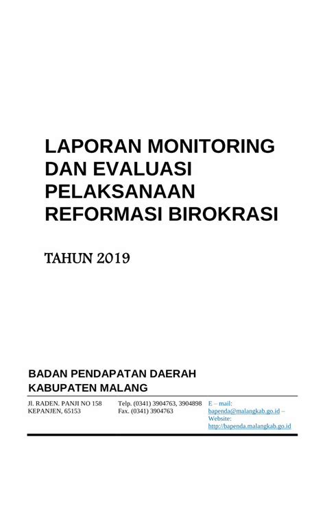 Pdf Laporan Monitoring Dan Evaluasi Pelaksanaan Dokumen Tips