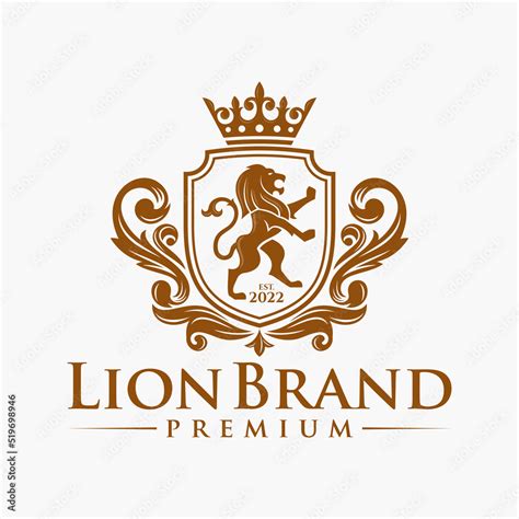 Luxury Lion Crest Heraldry Logo Elegant Gold Heraldic Shield Icon