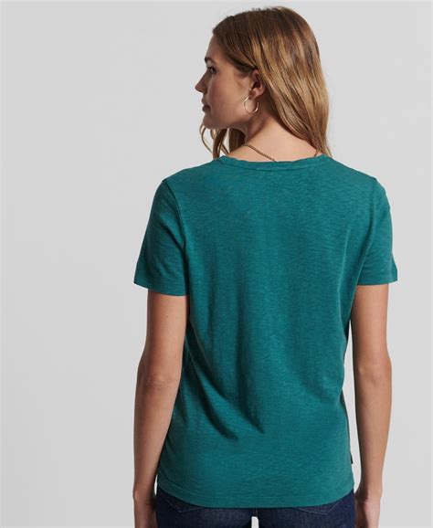 Womens Organic Cotton Pocket V Neck T Shirt In Jasper Superdry Uk