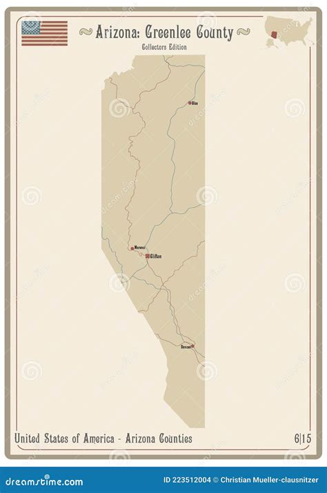 Map of Greenlee County in Arizona Stock Vector - Illustration of ...