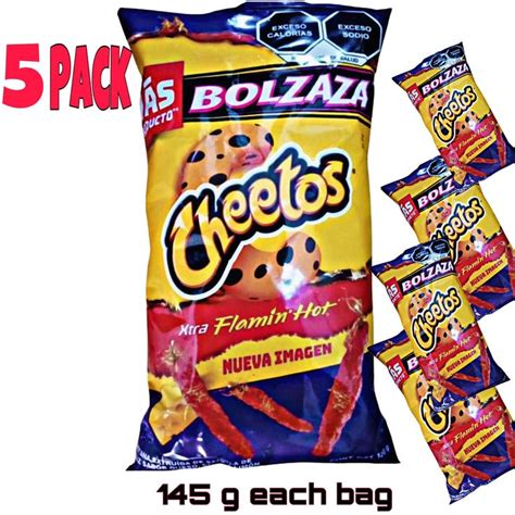 5 Pack Cheetos Xtra Flaming Hot Large Size 145 G Each Spicy Delicious Mexican Chips Etsy