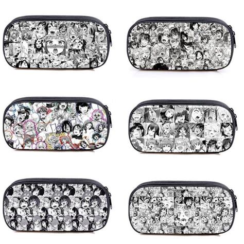 ใหมแฟชน D พมพ Ahegao กรณดนสอเดกอะนเมะ Kawaii กระเปาแตงหนาวยรนนกเรยน Hentai