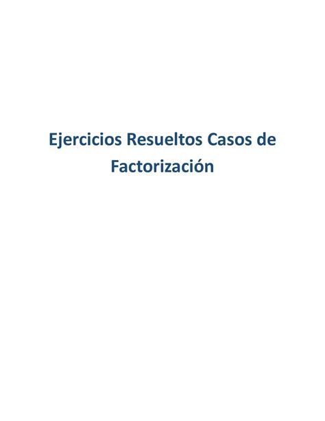 Calaméo Ejercicios De Factor Común Resueltos